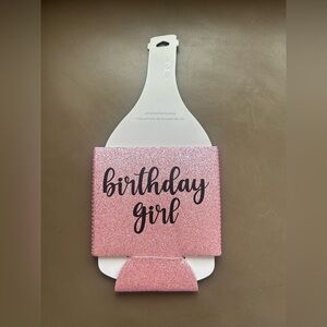 Icing Pink Glitter 'Birthday Girl' Wine Bottle Koozie